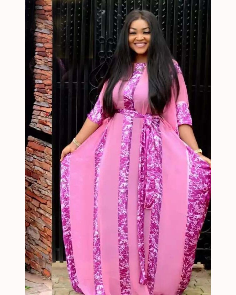 Vestido Dashiki para mujer, estilo clásico africano, de gasa, suelto, manga murciélago grande, cinturón, vestido con impresión digital, talla libre: pink