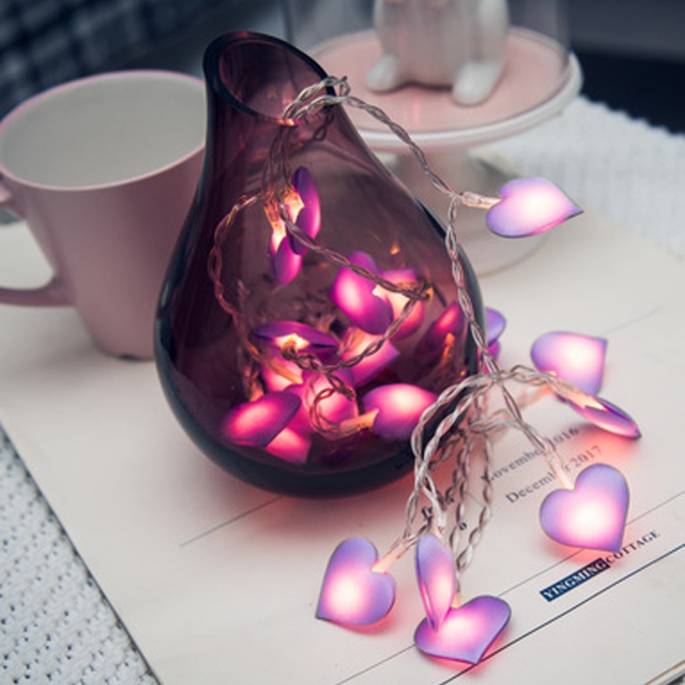 Wedding Decoration LED Love Heart String Lights for Xmas Garland Party Christmas Pink Girl Romantic Fairy Lights