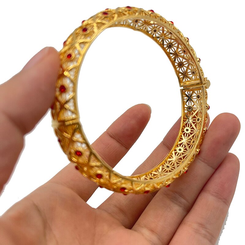 1Pcs Romantische Armbanden 24K Gold Kleur Dubai Armbanden Voor Vrouwen Afrika Armband Ethiopische Bruid Huwelijkscadeau