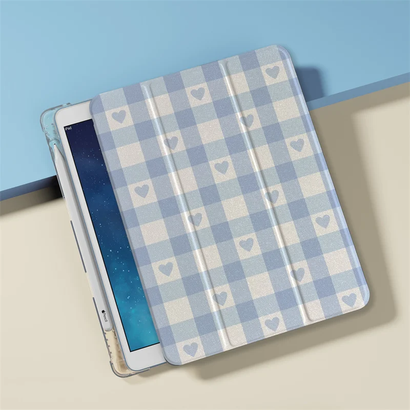 Funda bonita a cuadros de amor para Apple iPad Pro 2024 11 pulgadas Air 5/4 10,9 10th 7/8/9 10,2 Air 3 10,5 pulgadas mini 6 5 4 fundas para tableta