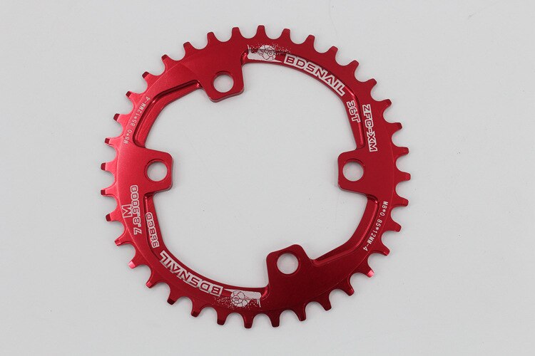 SNAIL MTB Bike Chainring Round Oval For Shimano M7000/8000/9000 32/34/36/38T 96BCD Narrow Wide Tooth Plate: 36T Round Red