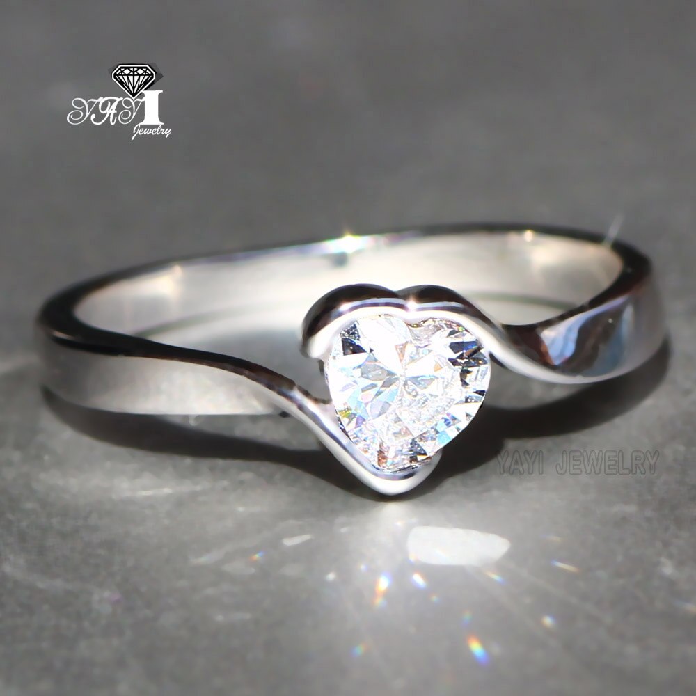 YaYI Sieraden Mode Prinses Cut 1.2 CT Wit Zirkoon Zilveren Kleur Verlovingsringen trouwringen Partij Ringen 630