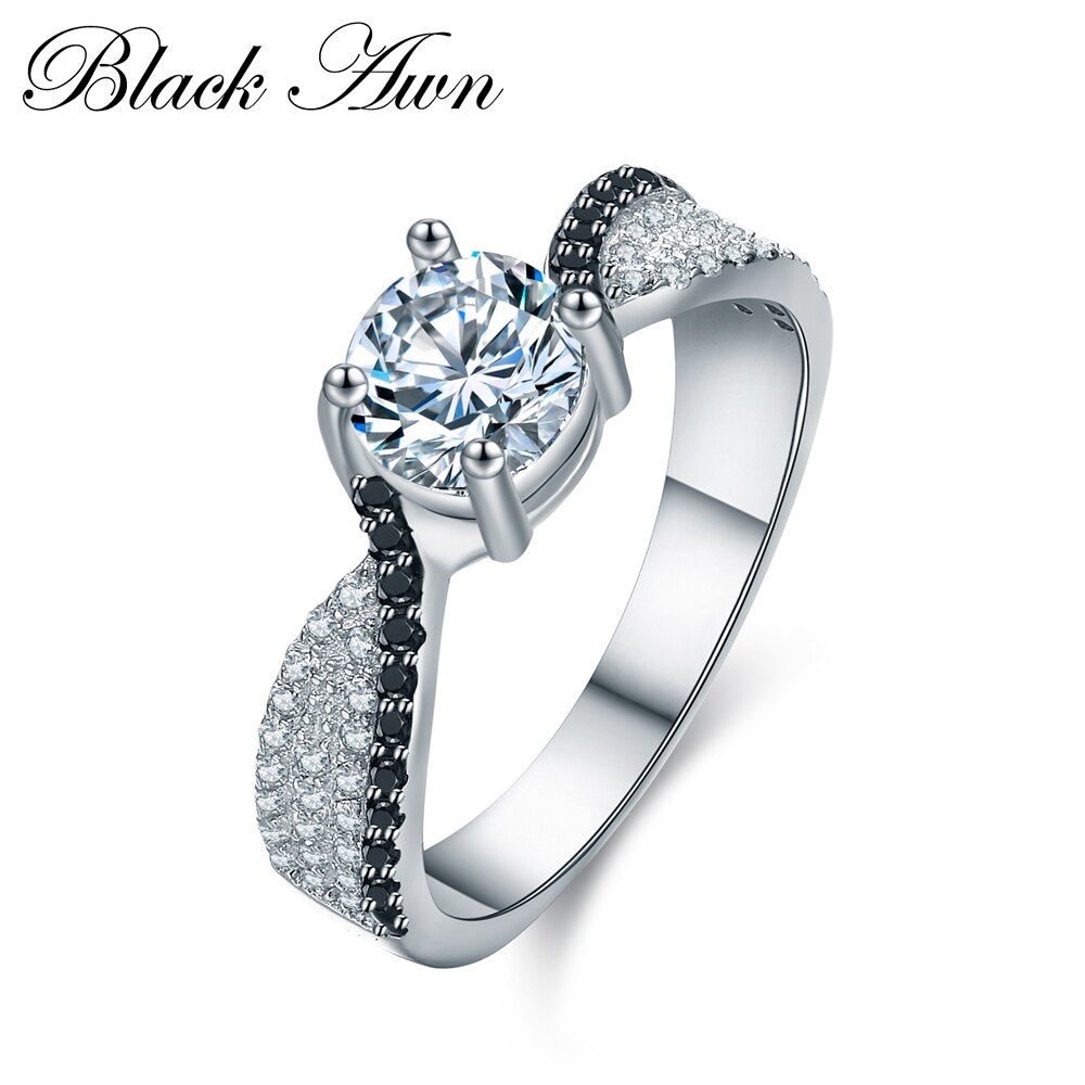 [BLACK AWN] 925 Sterling Silver Fine Jewelry Sets Trendy Engagement Sets Ring+Necklace for Women PR013