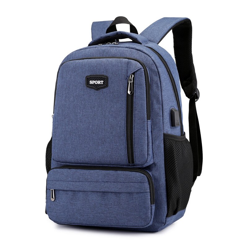 Hommes sac à dos 15.6 pouces ordinateur portable USB recharge multi-couche espace voyage homme sac nouveaux hommes sac multifonctionnel sacs à dos femmes: Blue