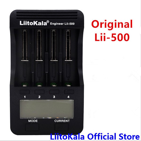 Liitokala Lii-500 Lcd 3.7V/1.2V Aa/Aaa 18650/26650/16340/14500/10440/18500 batterij Oplader Met Scherm + 12V2A Adapter Lii500 5V1A: Donkergrijs