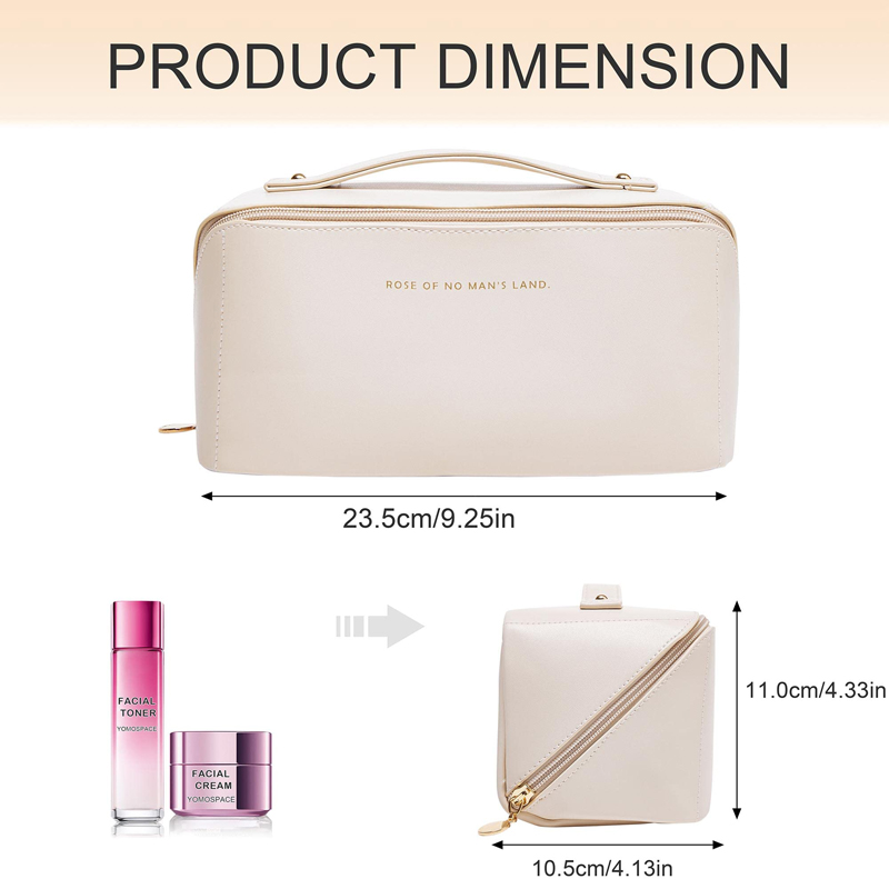 Bolsa de cosméticos de viaje grande para mujer, organizador de maquillaje de cuero, neceser femenino, estuche de maquillaje, bolsa de almacenamiento, caja de lujo para mujer