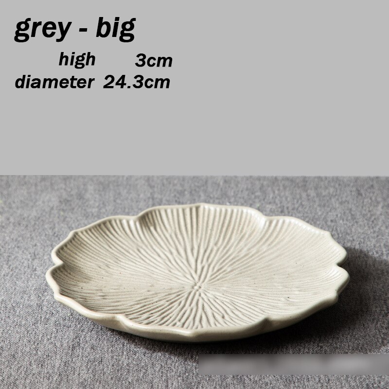 Assiettes pour aliments, 2 tailles, 4 couleurs, vaisselle moderne, Style japonais, Roses en céramique, service de table: grey big