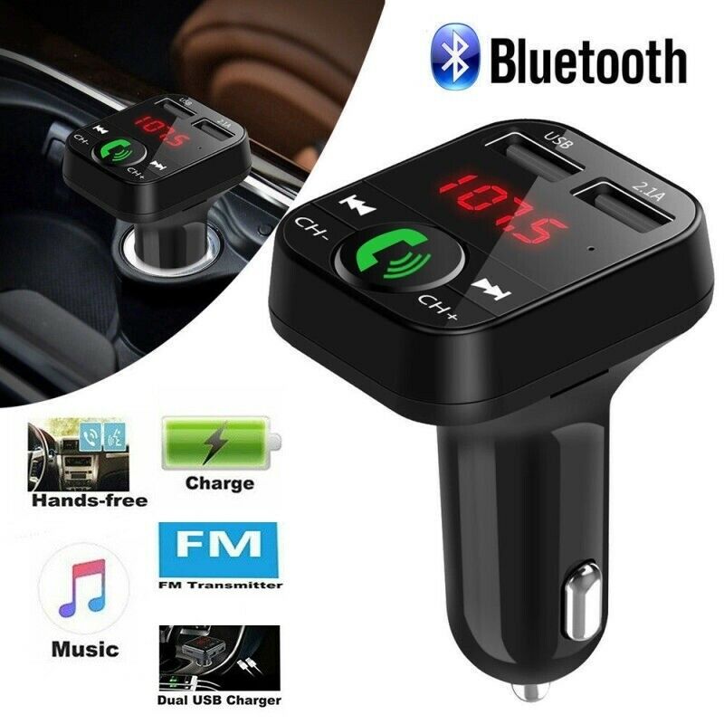 Senza Fili di Bluetooth in auto MP3 FM auto Trasmettitore Radio kit Adattatore 2 USB caricabatterie