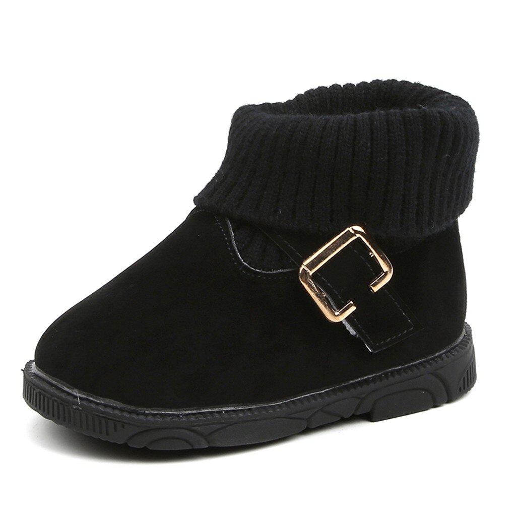 Inverno recém-nascido sapatos quentes da criança infantil crianças meninas sólido botas curtas bootie sapatos casuais do bebê das crianças sapatos térmicos: Black / 24