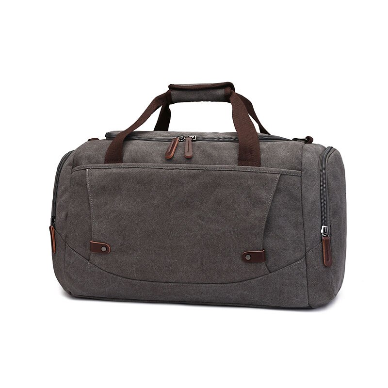 Scione Men Canvas Travel Bags Suitcase Waterproof Luggage Duffel Shoulder Bag Large Capacity Solid Crossbody Portable Handbag: Gray