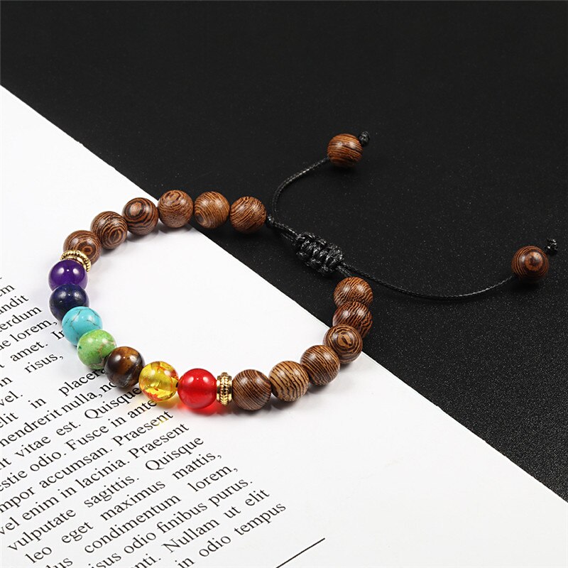 Mannen Vrouwen 7 Chakra Kralen Armbanden Armbanden Healing Tijgeroog Steen Chakra Gebed Charme Boeddha Armband Verstelbare Sieraden