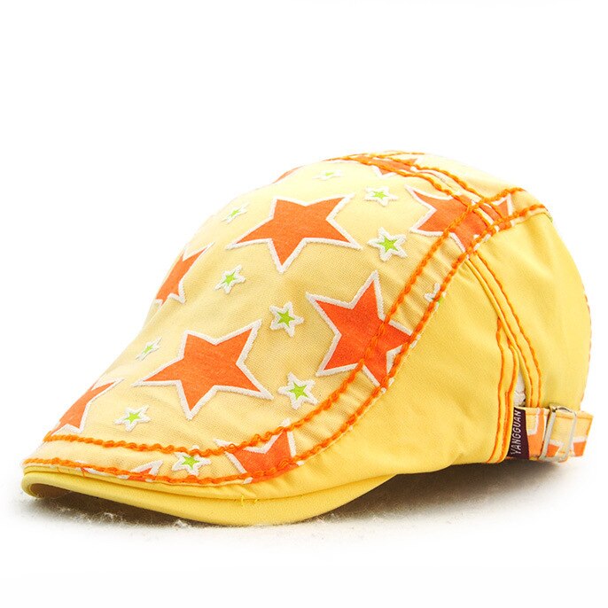 [JAMONT] Casual Kids Cap Boy Berets Girl Visor Hat Star Pattern Cotton Outdoor Children Sun Hat Casquette Gorras 5-10y