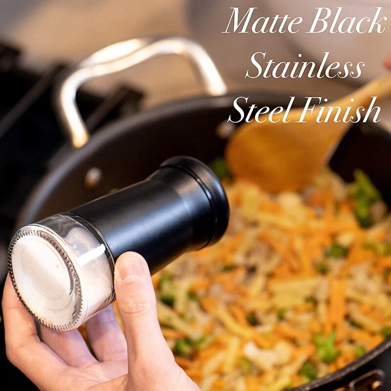 Pepper Shakers with Adjustable Pour Holes Stainless Steel Salt and Pepper Dispenser Perfect for Sea Salts 2Pcs