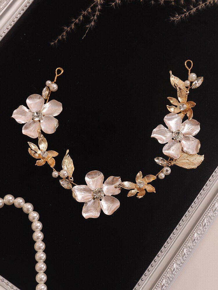 Szlachetne złoto kwiat ślubne nakrycia głowy Wykonany ręcznie kryształ górski akcesoria robić włosów włosy panna młoda nakrycia głowy pałąk kobiety ozdoby