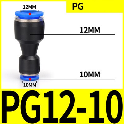 PU PG pneumatic connector air water hose variable diameter straight air quick connector plastic connector 4 6 8 10 12 14 16mm: PG12-10