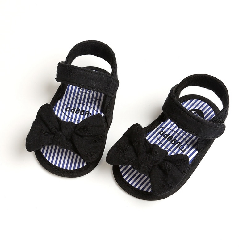 Été bébé filles chaussures respirant anti-dérapant Bow sandales enfant en bas âge à semelles souples premiers marcheurs chaussures 0-18M12