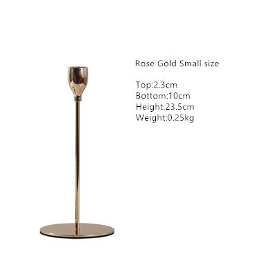 1pcs Luxury Gold Metal Wedding Candle Holders Home Decoration Living Room Decor Party Table Candlestick: small rose gold