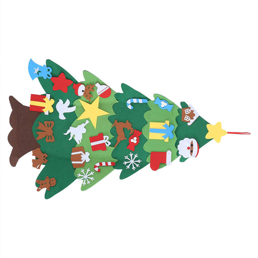 Diy kerstboom doek patches non-woven stof kerstboom kerstboom hangend