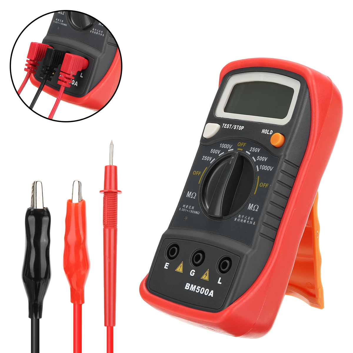 Handheld Resistance Tester BM500A 1000V LCD Displayed Digital Insulation Resistance Tester Meter Megohmmeter Megger 138*69*31mm