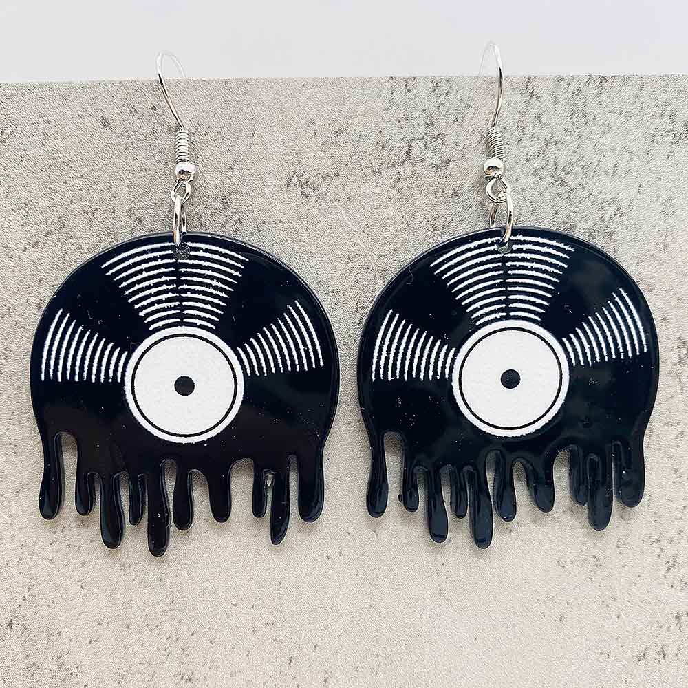 Pendientes de registro de película con cinta de casete de estilo Vintage, pendientes para entusiastas de la música, color blanco y negro, para entusiastas de la música navideña: Color dorado