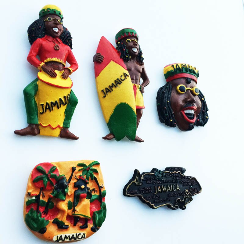 Jamaica Koelkast Magneten Toeristische Souvenirs Vuile Gevlochten Hand Drum Surfen Decoratieve Hars Ambachten Home Decor