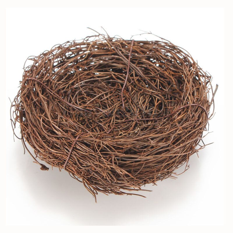 1PC Cute Handmade Vine Brown Bird Nest House Nature Craft Home Decoration: 12cm