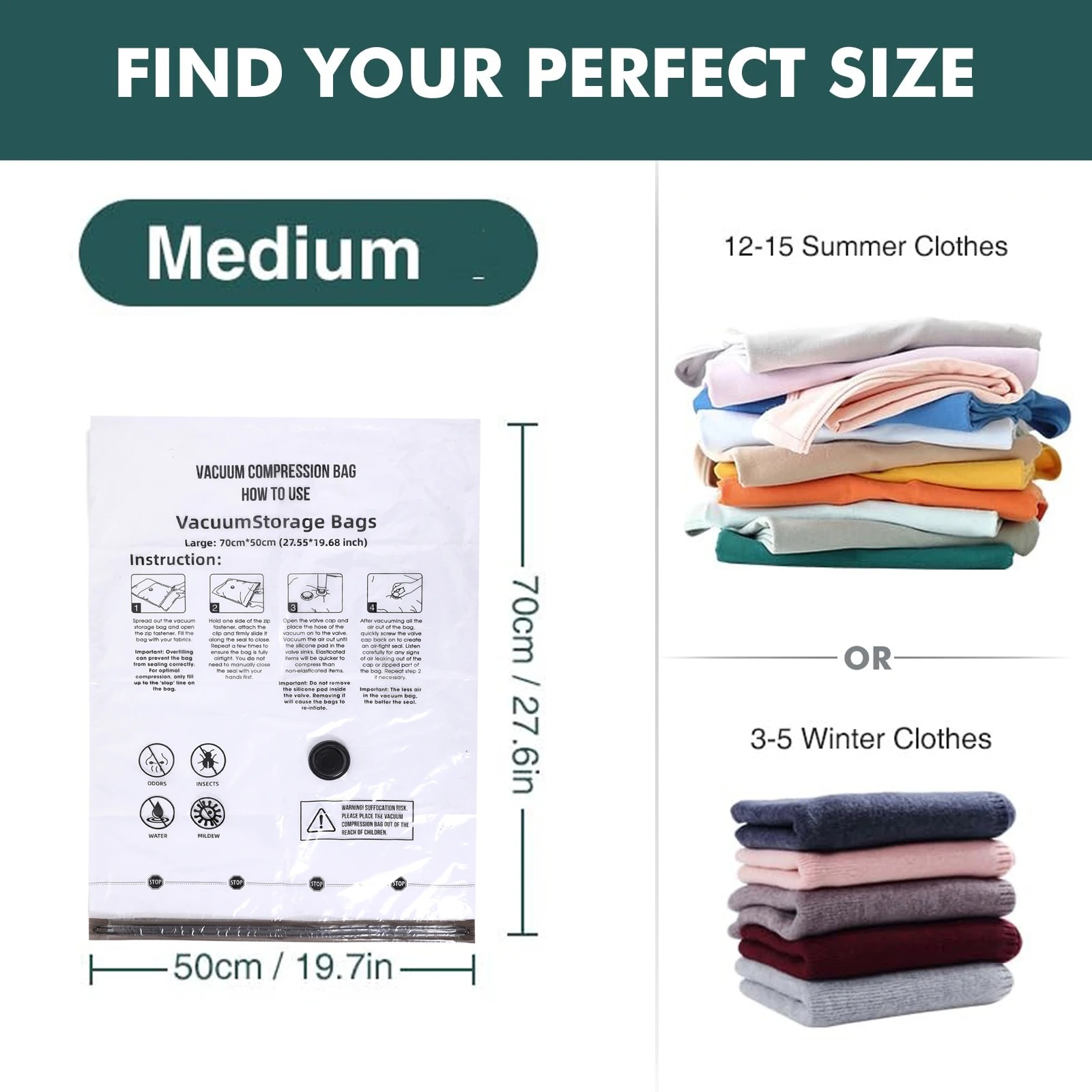 Bolsas de almacenamiento al vacío, ahorrador de espacio, comprimidas para ropa, artículos cómodos y organizador de mantas