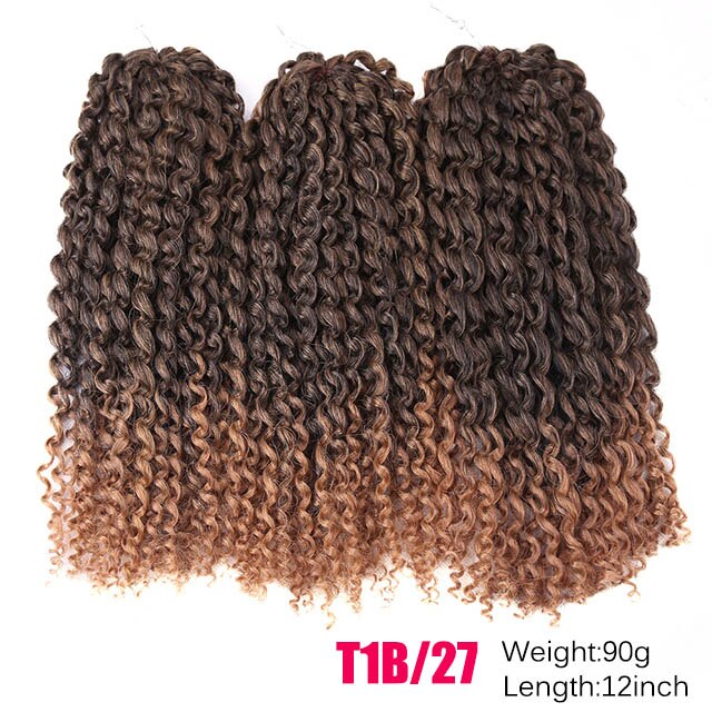 Amir12inch Marley bob Braids Ombre red purple blue Crochet Braiding Hair 3Pack/Lot Synthetic Curly Hair Extensions for Women: T1B/27
