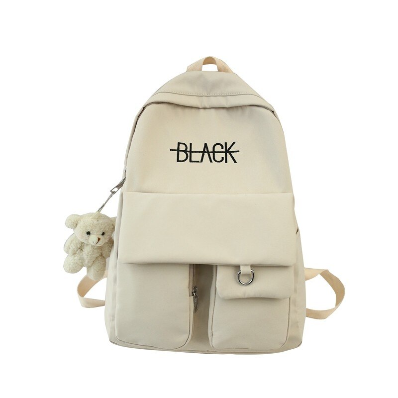 Nouvelle tendance femme sac à dos sacs d'école imperméables pour adolescentes grande poche Nylon couleur bonbon collège sac à dos Mochila: white