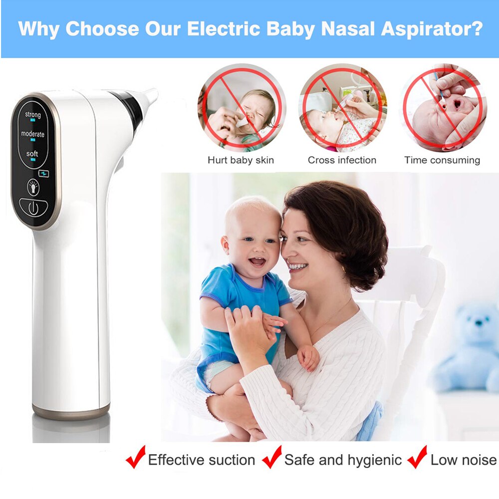 Bebê nasal aspirador elétrico bebê nariz líquido de limpeza otário nariz e snot otário nariz sucção para recém-nascidos com 4 bocais