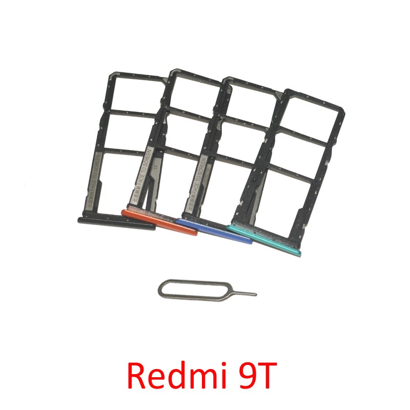 Sim Card Tray Slot Voor Xiaomi Redmi 9T Originele Telefoon Sim Chip Micro Sd Adapter Houder Reader blauw Zwart + Pin