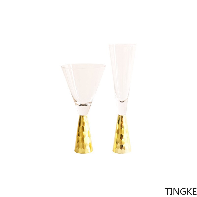 Copa de vino tinto de Chapado En Oro de lujo ligera, copa de cóctel con base dorada, BARRA DE VIDRIO de vino para , utensilios de cocina