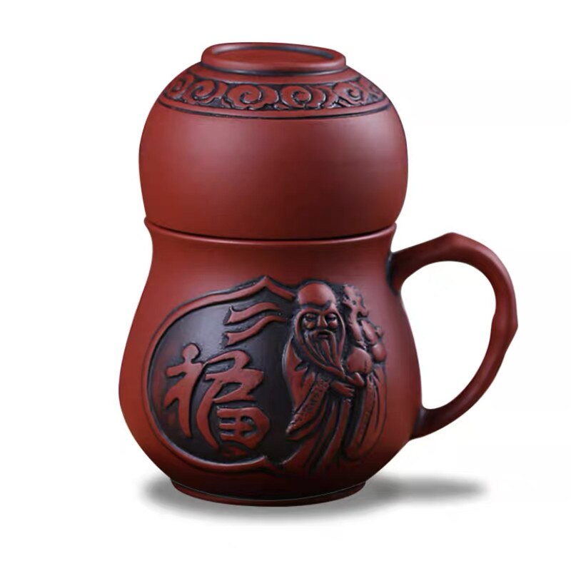 Traditionele Chinese Paarse Klei Cup Yixing Handgemaakte Drinken Theekopje Kantoor Water Mok Met Deksel En Filter Kung Fu Drinkware: A