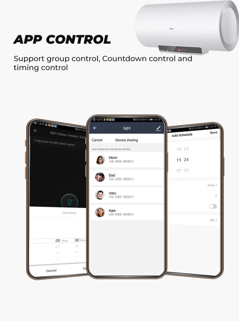 TUYA 20A Water Heater Switch Smart Wifi Touch Wall Switch Timing Remote Control Work With Google Switch Accessories