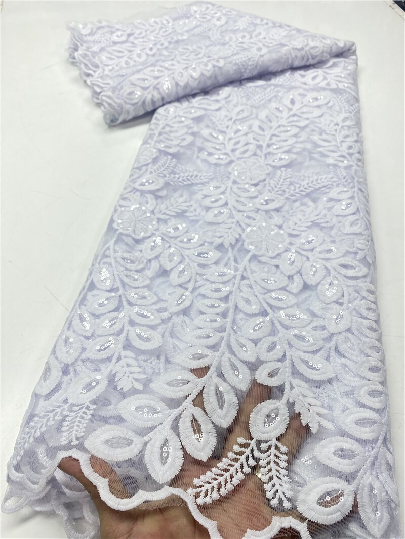 African Net Lace Fabric Heavy Sequines Lace French Mesh Lace Fabric For Wedding Party Dress Sewing YA3812B-1