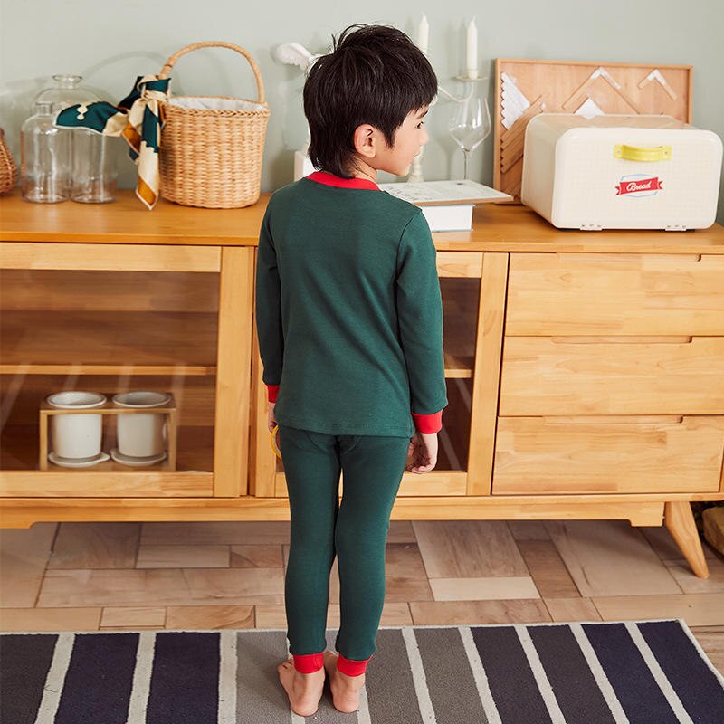 Enfants enfants garçons à manches longues vêtements de nuit hiver mignon impression pyjamas de noël ensembles enfant en bas âge col rond vêtements de nuit