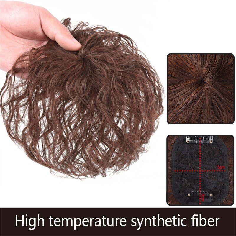 Synthetic Hair Pure hair Topper Hairpiece Women Curly Corn Beard Natural Hair Topper Clip Hair Clip Ins In Hair Extensions: dark brown