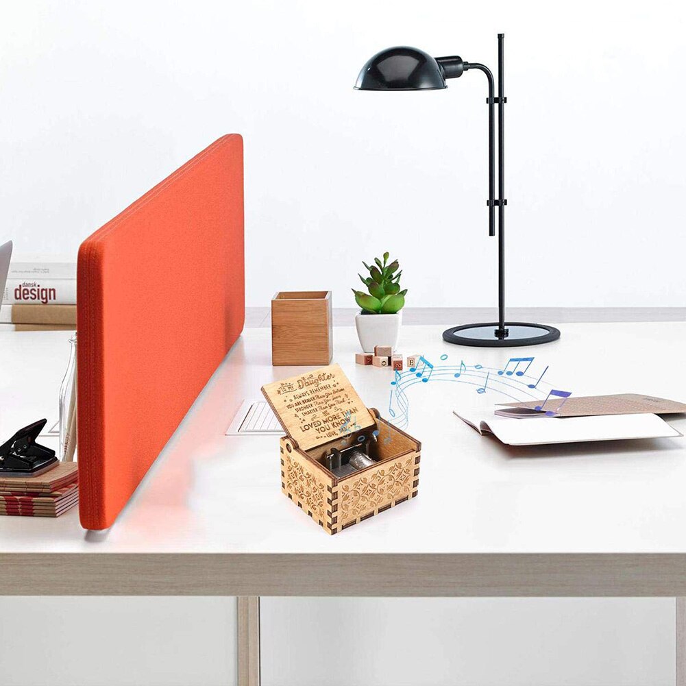 Vintage Music Box Engraved Wooden Hand Crank Music Box Mom Dad Love Birthday