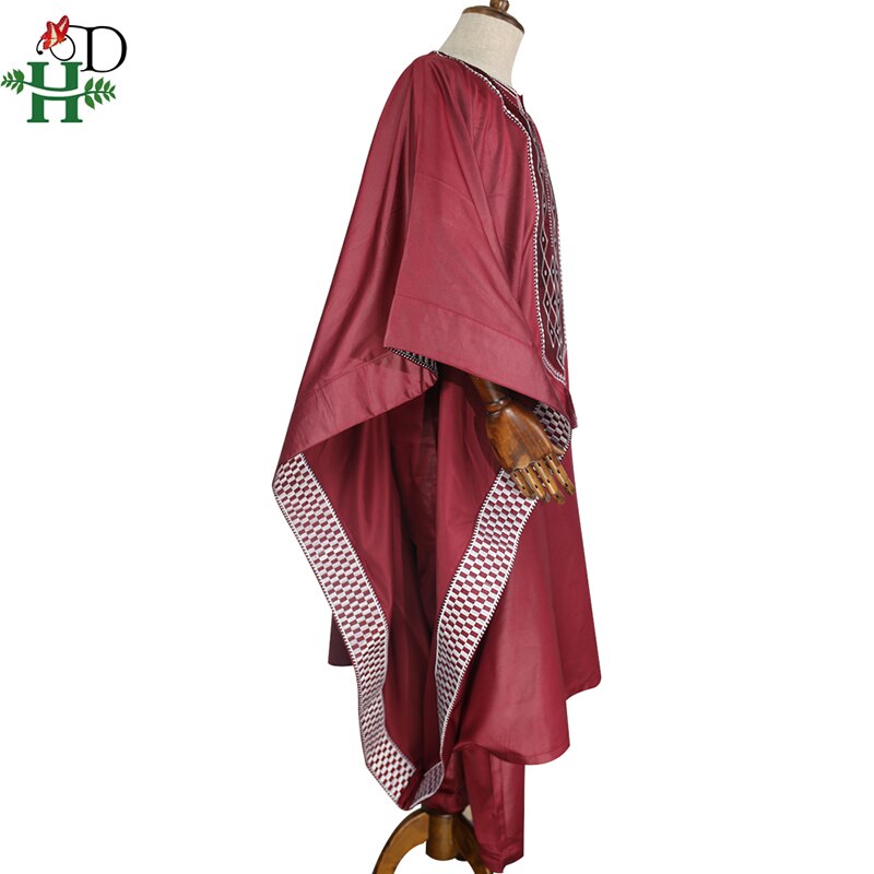 H & d afrikanske mænd broderet tøj skjorte bukser agbada jakkesæt toppe med kvast traditionel formel påklædning boubou africain  ph8052