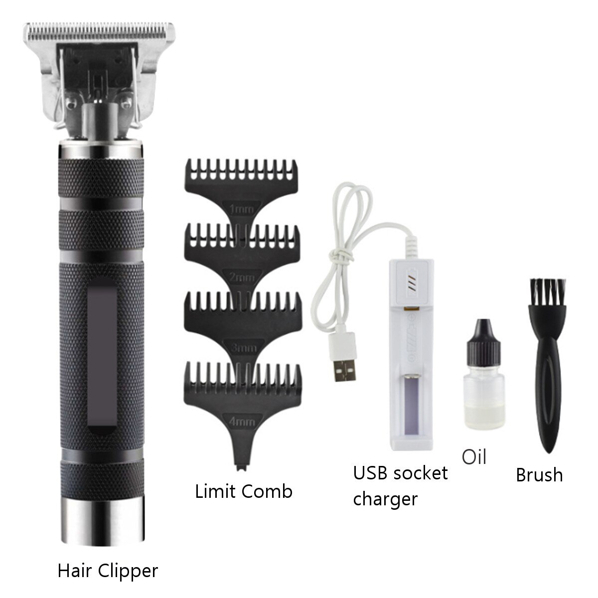 8in1 Hair Trimmer T-Outliner Skeleton Heavy Hitter Cordless Trimmer Men 0mm Baldheaded Hair Clipper Finish Hair Cutting Machine