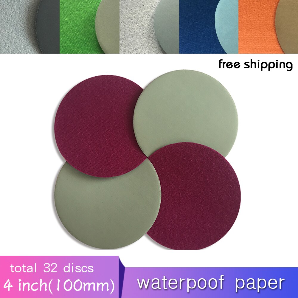 32Stck 4 Zoll Beflockung Wasserdicht Schleifpapier Schleifpapier 800 zu 10000 Grütze Selbst-Klebstoff nass &Ampere; trocken für schleifen Polieren
