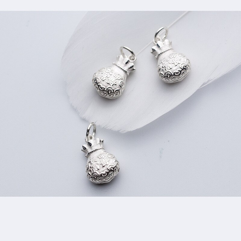 Uqbing Pure 925 Sterling Zilver Vreedzame Rijke Tas Hanger Bedels Voor Vrouwen Diy Sieraden Bevindingen Acessories