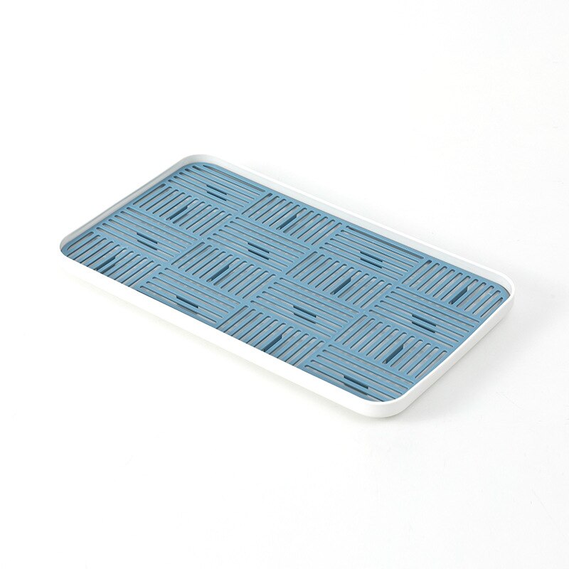 Kitchen Storage Drain Tray,Bottle Cup Bowl Cutlery Dish Drainer,Dish Drying Rack,Sponge Holder,Countertop Kitchen Sink Organizer: blue L