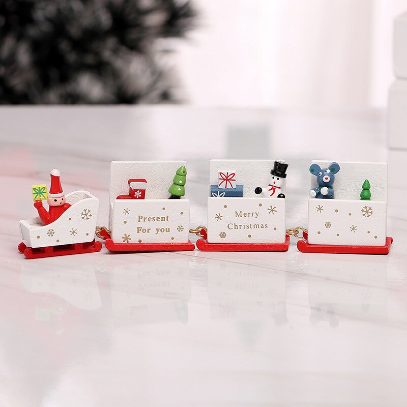 Cute Christmas Wood Small Train Toy Festival Home Decoration Christmas Innovative for Kids Children Navidad 2021Childrens: Y1214 White Four