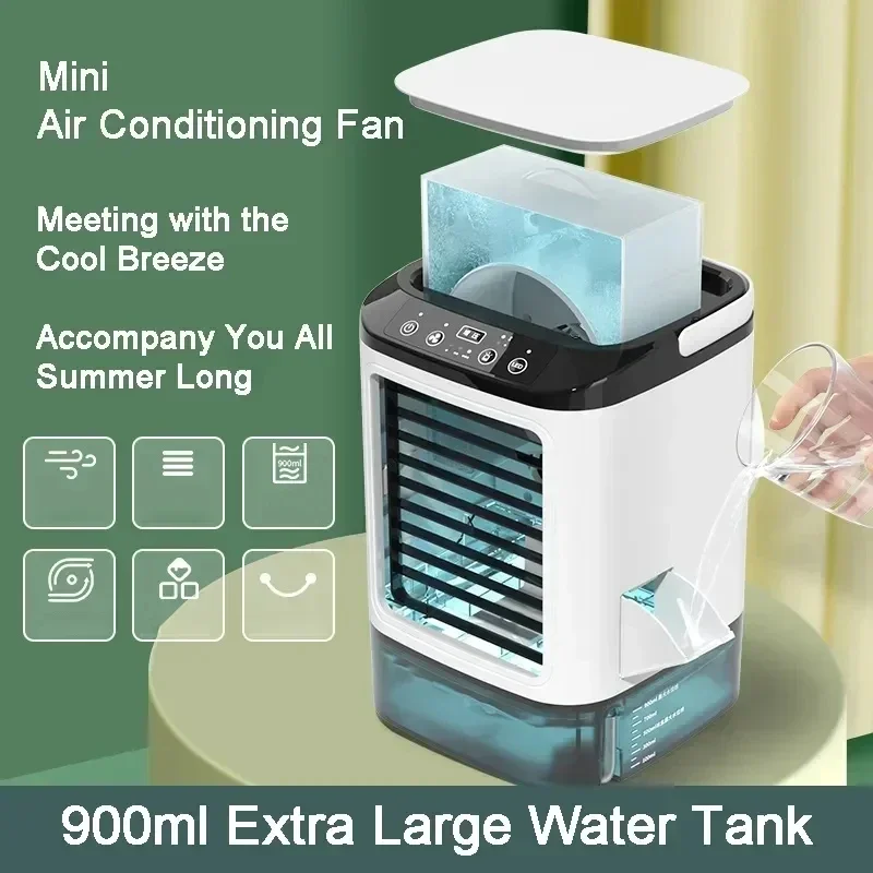 Xiaomi mijia ventilador de ar condicionado portátil spray duplo atomização ultrassônica 3 velocidades mudo refrigerador de ar luz noturna ventilador elétrico casa