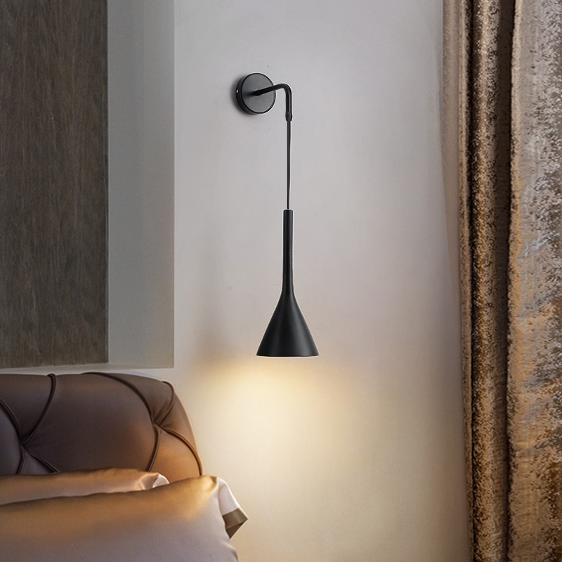 Nordic Nachtkastje Muur Hanglampen E27 Led Slaapkamer Wandlamp Voor Woonkamer Trap Hotel Keuken Verlichting Armatuur Zwart Wit grijs