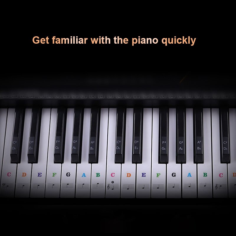 Colorful Transparent detachable music decal notes piano keyboard stickers electronic piano piano spectrum sticker symbol