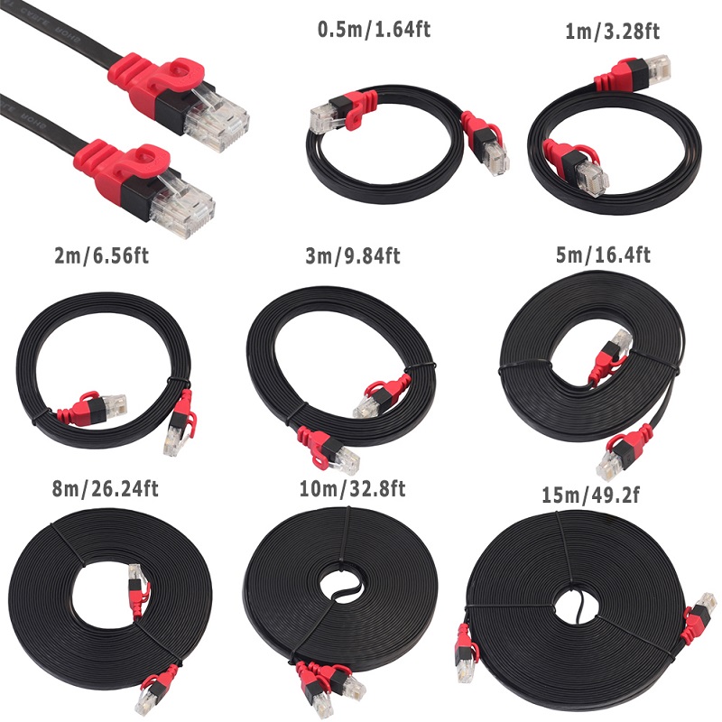 Cat7 Ethernet Kabel RJ45 Lan Kabel Netwerk Cat6 Platte Kabel Dual Interface Vergulde Connector Voor Router 1M/2M/3M/5M/10M/15M: CAT6 Flat Red / 5 m