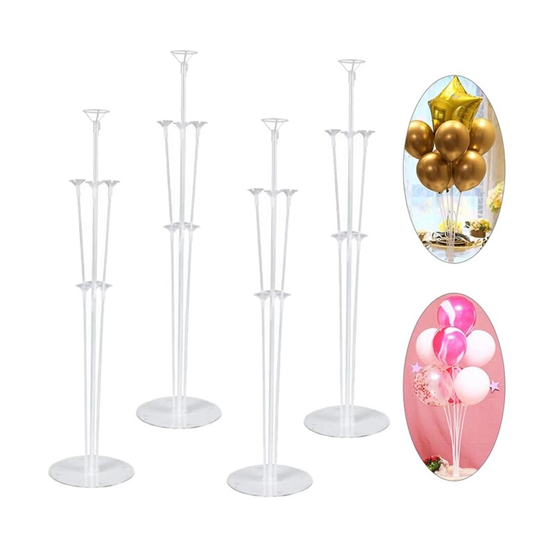 Table Balloon Stand Kit,4 Set 28Inch,Clear Balloon Cup,Balloon Pole&Flower Stand Base for Graduation/Wedding/Party Decor: Default Title