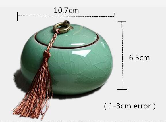 Chinese Ceramic Food Box With Cover,Top Grade Crackle Glaze Longquan Celadon Ceramics Tea Caddy Tea Canister Tea Porcelain Jar